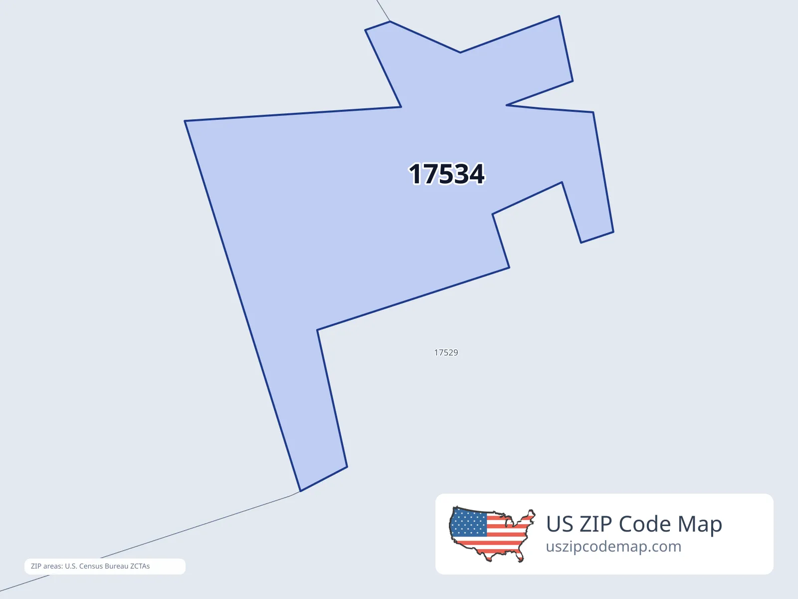 Census ZCTA boundary for ZIP 17534 in Intercourse, Pennsylvania
